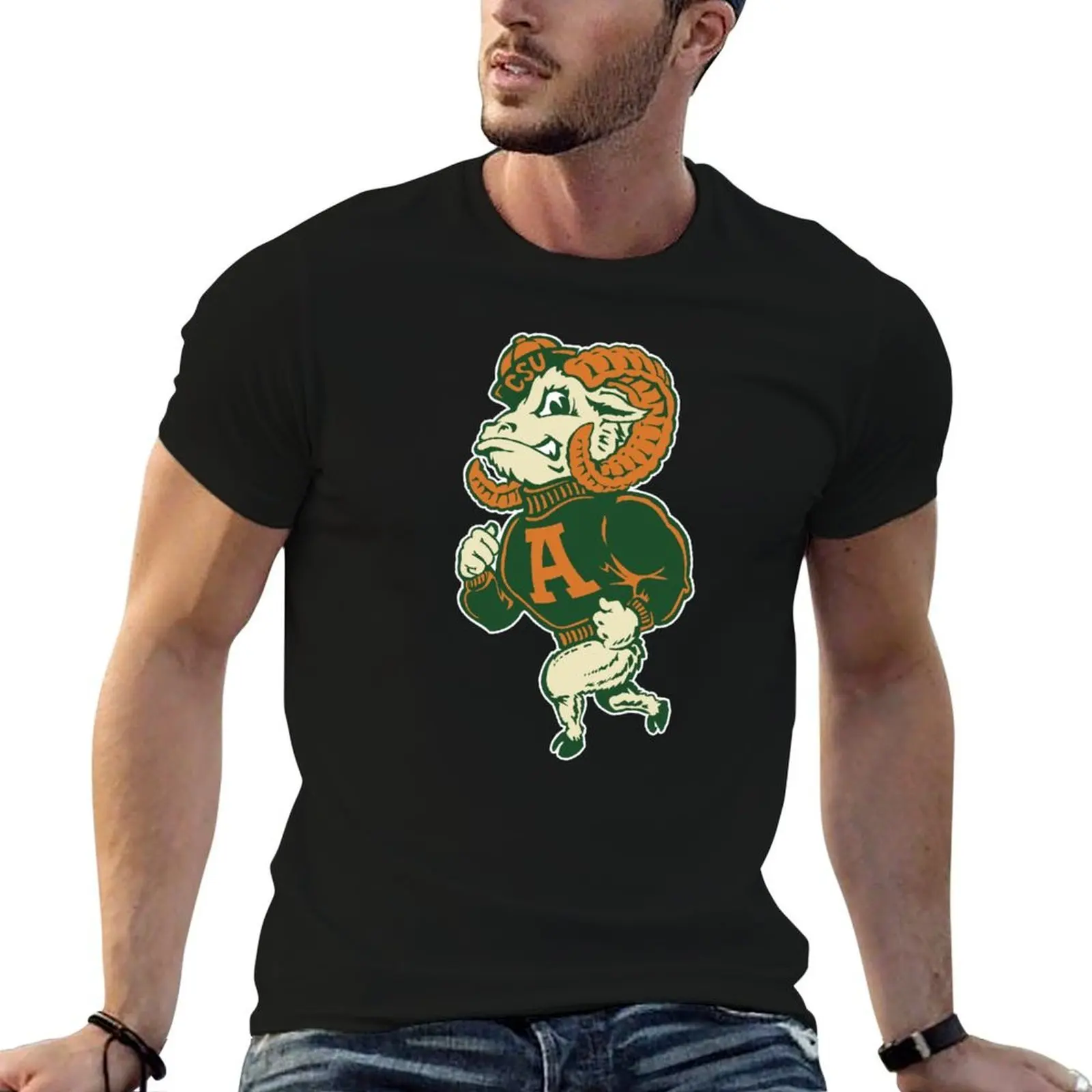 Vintage Colorado State University Aggies Logo Design T-Shirt anime stuff customs T-shirts for men cotton