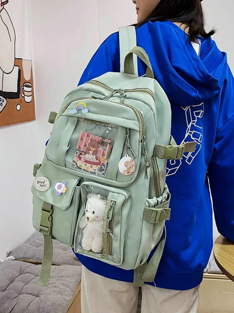 Mochila Escolar Alta para Crianças, Mochila Kawaii Estudante, Mochila de Grande Capacidade, Moda Menina, Lazer Bolsa de Luxo, Nova