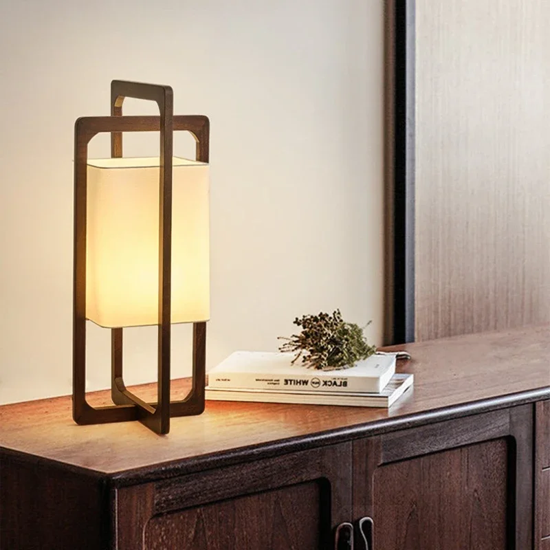 

SANDYHA Elegant Japanese Wooden Floor Lamp LED Lighting Fixture with Fabric Lampshade for Living Room Dining Table Home Decor