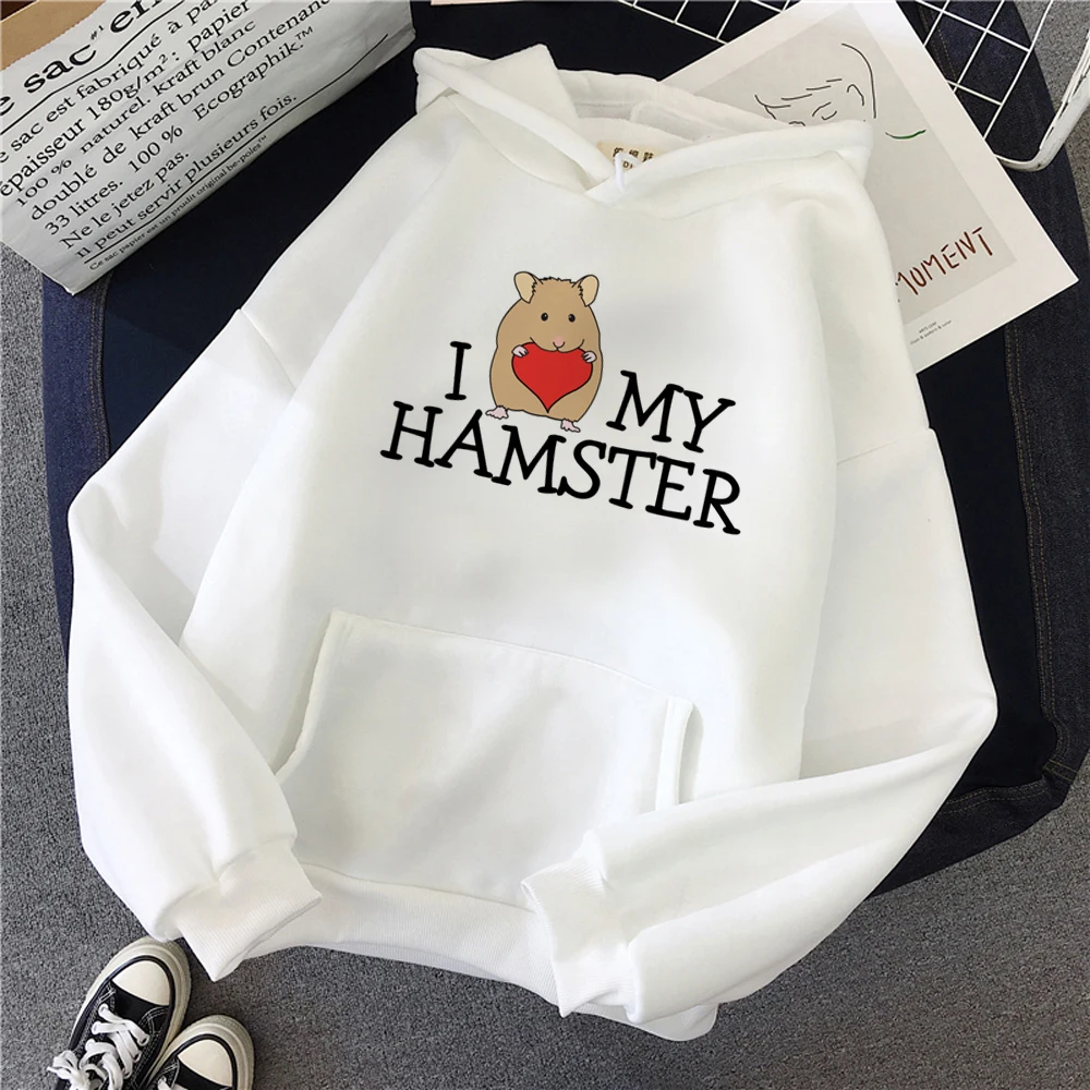 

Hamster hoodies women Korean style sweat y2k funny long sleeve top pulls tracksuit female japanese clothes