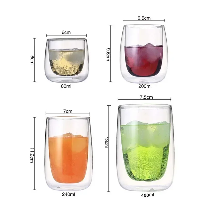 Wine Glasses Drinking Tumbler, Whiskey Vodka Cup, Coffee Juice Water Cups, Tea Creative Mug, Double Bottom Glass, Home