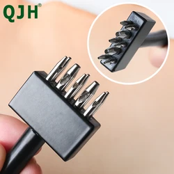 QJH Flower Punch Cylindrical Punch Hollow Leather Hole Punch Eyelet Round Hole Shoe Eye Punching Row Punch Leather Craft DIY