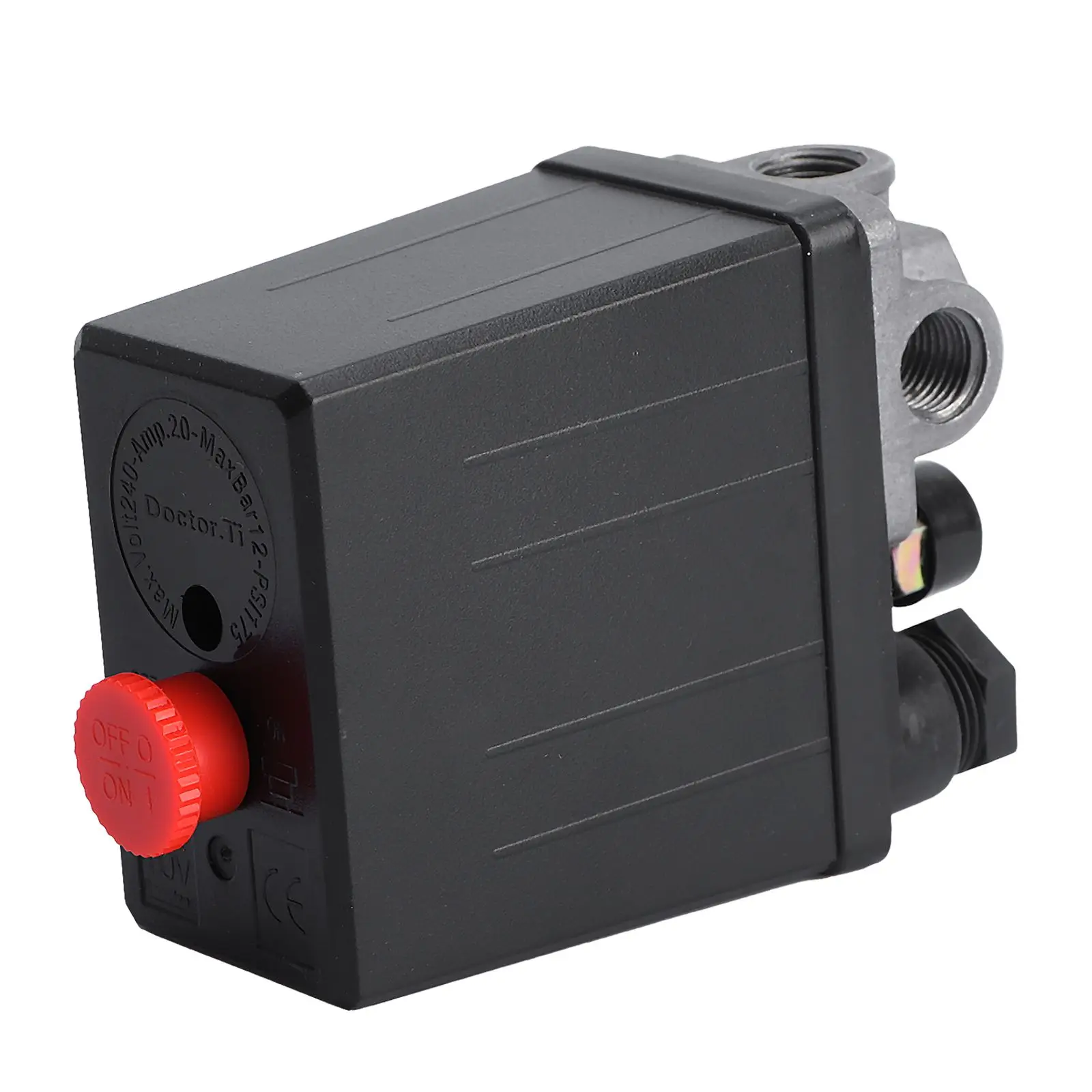 

Pressure Control Valve 240V Air Compressor Switch 175 PSI Max Pressure Unload Energy Saving Easy Install Black Plastic