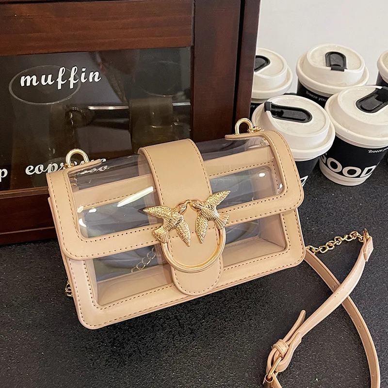 الشتاء الساخن بيع الأزياء الشعبية واضح الراقية حقيبة المرأة الخفيفة الفاخرة مصمم سلسلة Crossbody الكتف حقيبة PVC شفافة #2