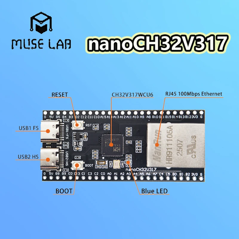 nanoCH32V317 Development Board Muse Lab WCH RISC-V Dual TYPE-C Interface USB 2.0 High Speed  Open Source