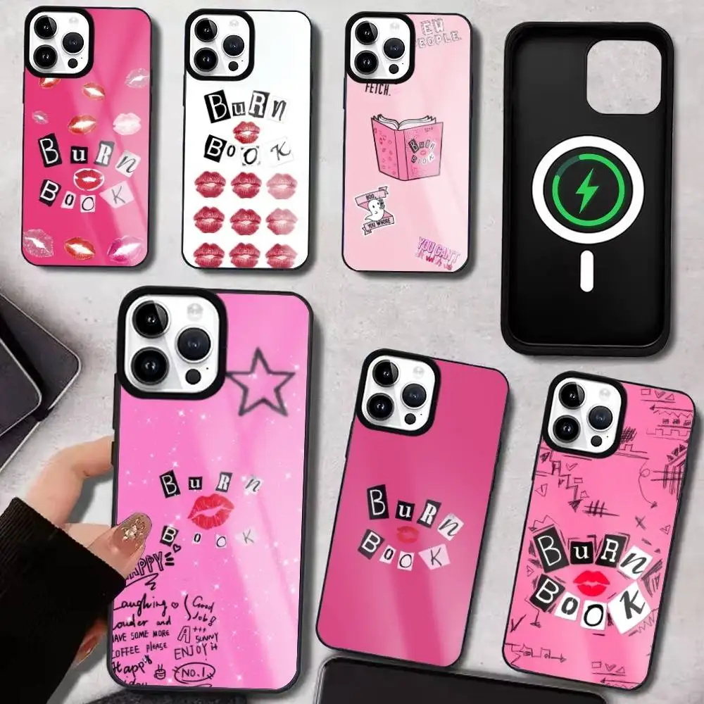 

M-Mean Girls B-Burn Book Phone Case For iPhone17,16,15,14,13,12,11 Plus,Pro Max Magnetic For Magsafe Wireless Charging