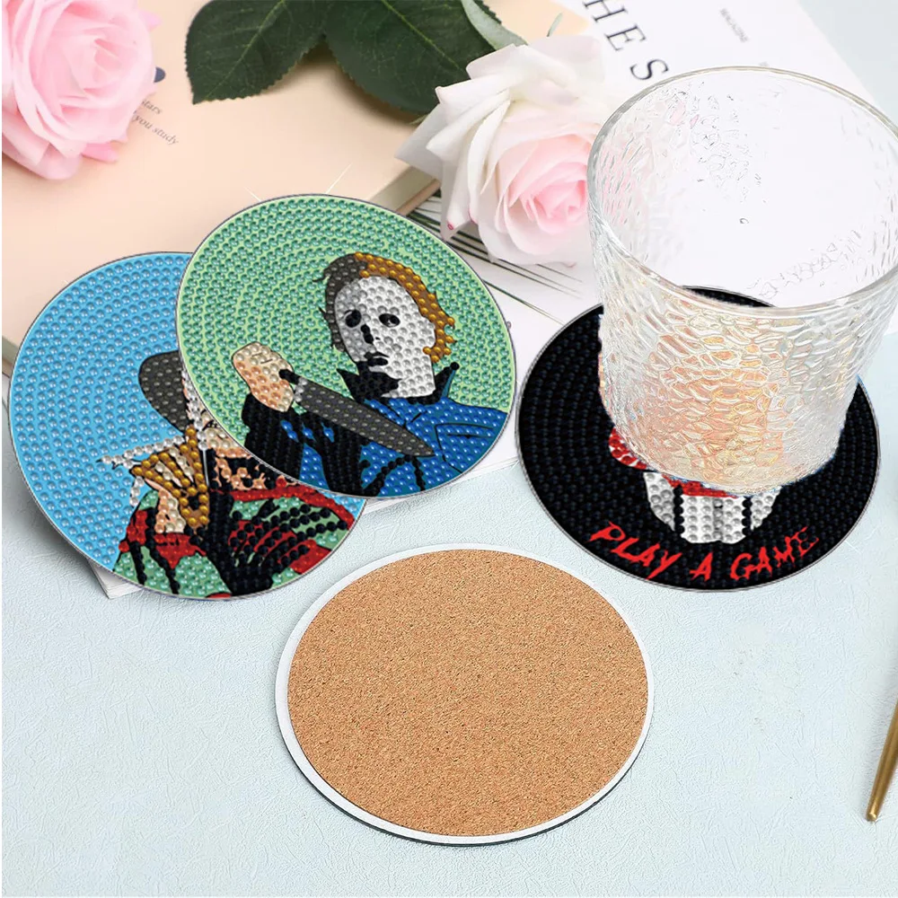 Diamond Painting Diy Coaster Insulation Mat Halloween Character Acrylic Diamond Coffee Coaster