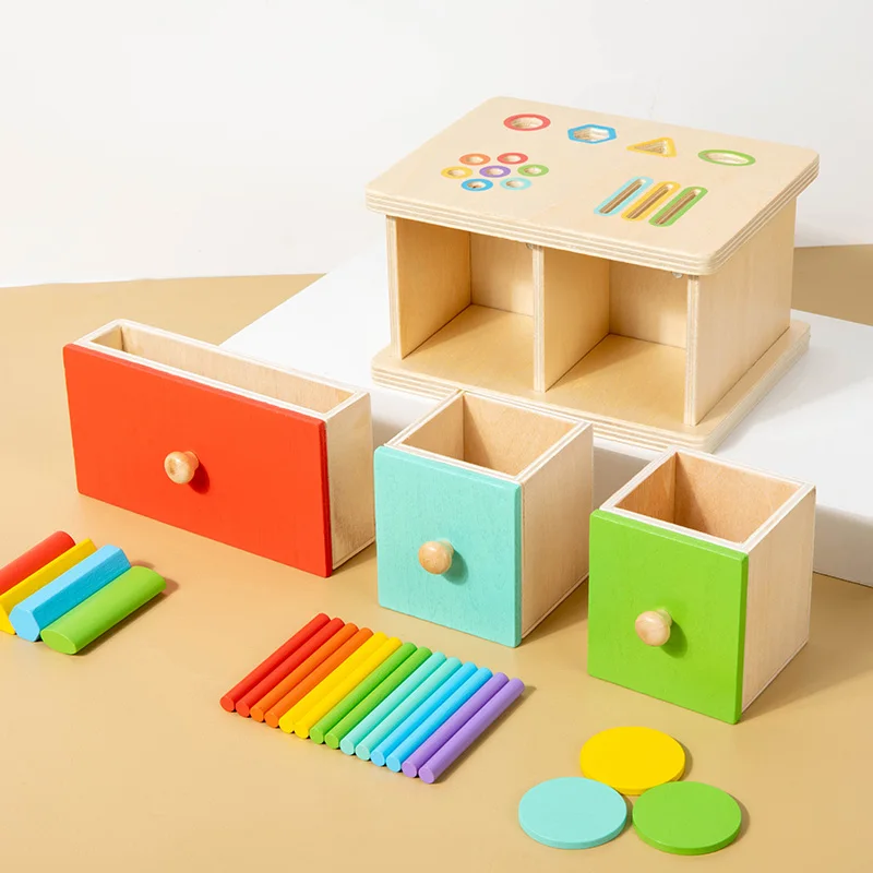 Caixa de moedas de classificação de forma de madeira montessori classificação de cores habilidades motoras finas quebra-cabeça forma jogo equilíbrio vara sensorial toygift