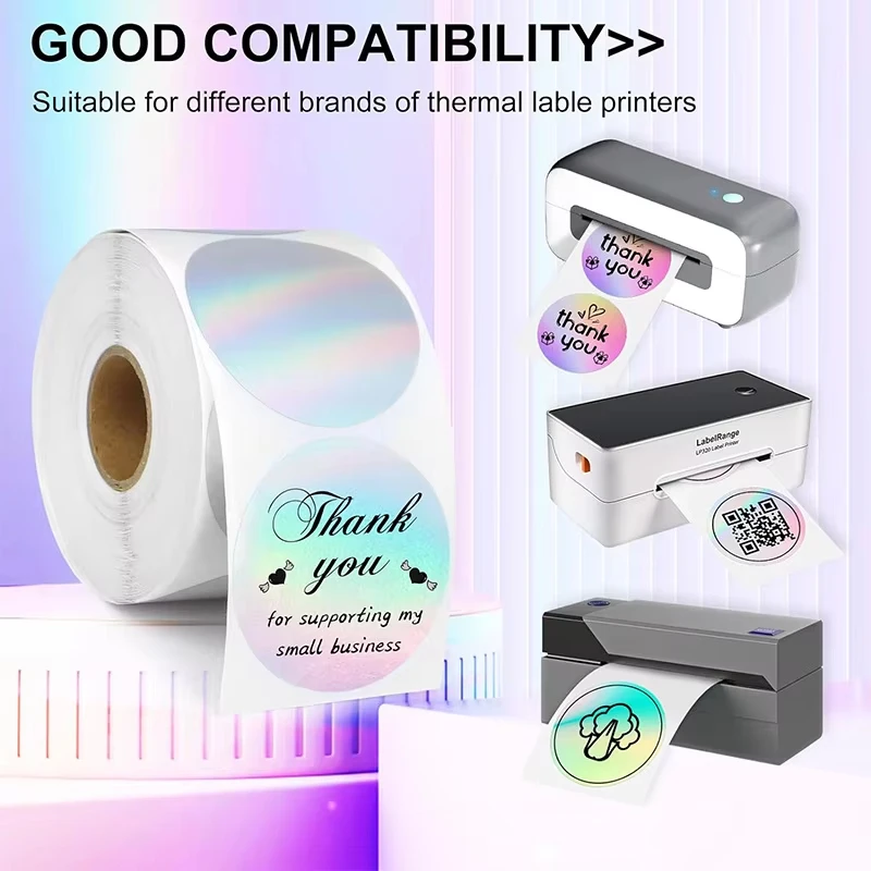 1Roll Of Silver Laser Round Heat Transfer Label Paper, Suitable For DIY Logo Design And Nameplate Label Decoration