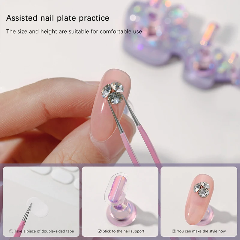 Laser Cat Paw Nail Stand Double Row Nail Art Practice Stand Acrylic Nail Tip Holder Training Display Stand Resin Nail Art Tool