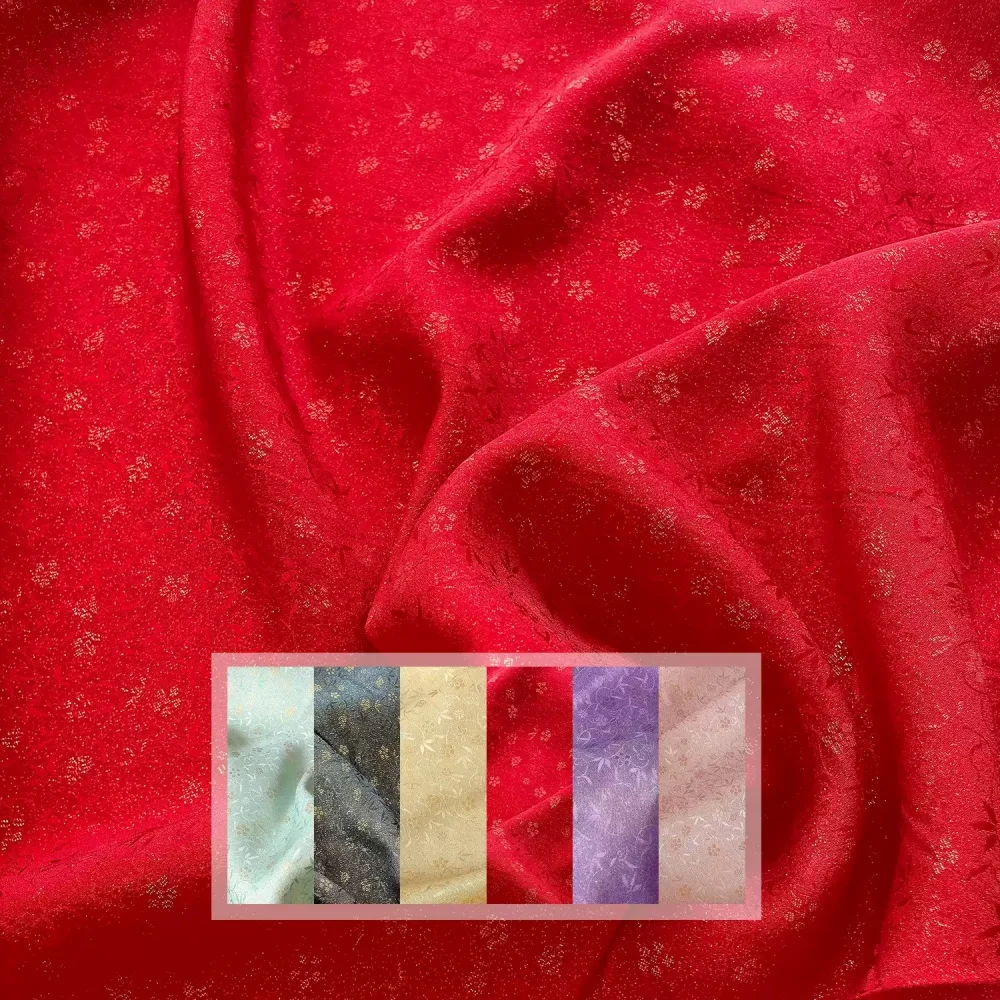 Nice Colorful Hot Selling High Quality Shiny Golden Flower Design Silk Jacquard Fabric for Women Summer Dress Cheongsam Clothes