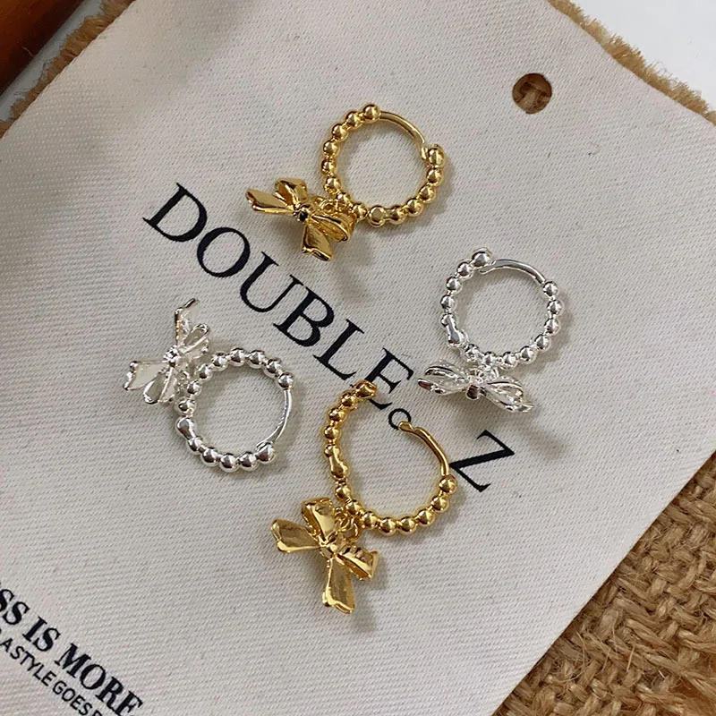 ANENJERY Sweet Girl Bow Ins Hoop Earrings for Women personal Cool Jewelry Gifts