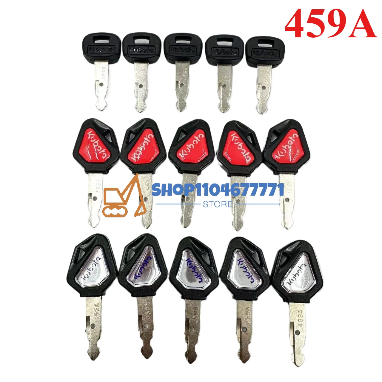10PCS 459A Key RC461-53930 Ignition Key Fits Kubota Mini Excavator Backhoe Skid Steer Track Loader