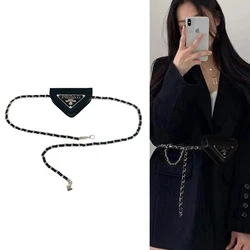 Mini ceinture en cuir avec lettre pour femme, ceinture en métal pour jeans, décoration de jupe, nouvelle mode