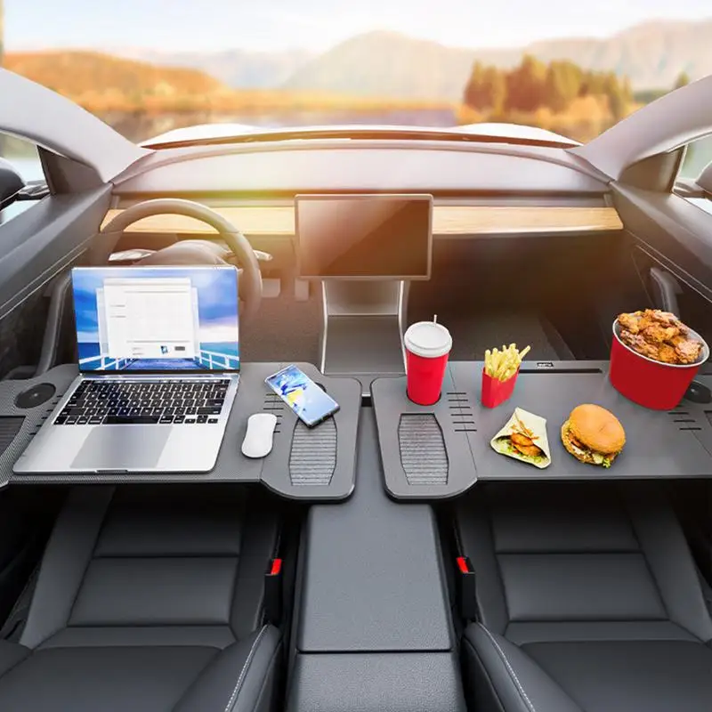 Bandeja de comida para Tesla Model 3 ModelY, mesa plegable, soporte para ordenador portátil, escritorio de conducción para volante, soporte versátil para bandeja de bebidas