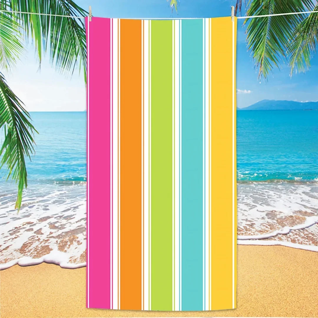 

Striped Beach Towel, Digital Printing Thin Quick-Dry Anti-Sand Microfiber Lightweight for Swim Yoga Travel Gym Gift