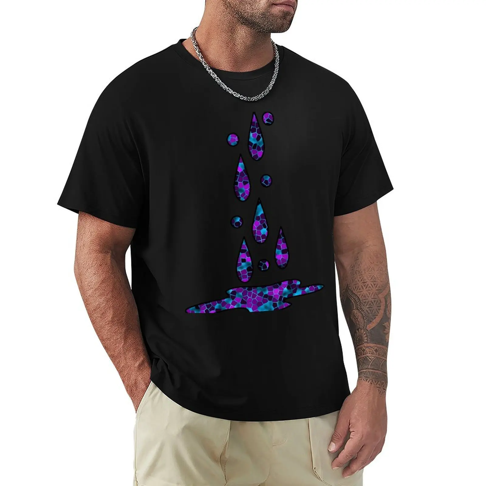 Ice Blue and Violet Shatter T-Shirt Lightweight Basic Short Sleeve Shirt