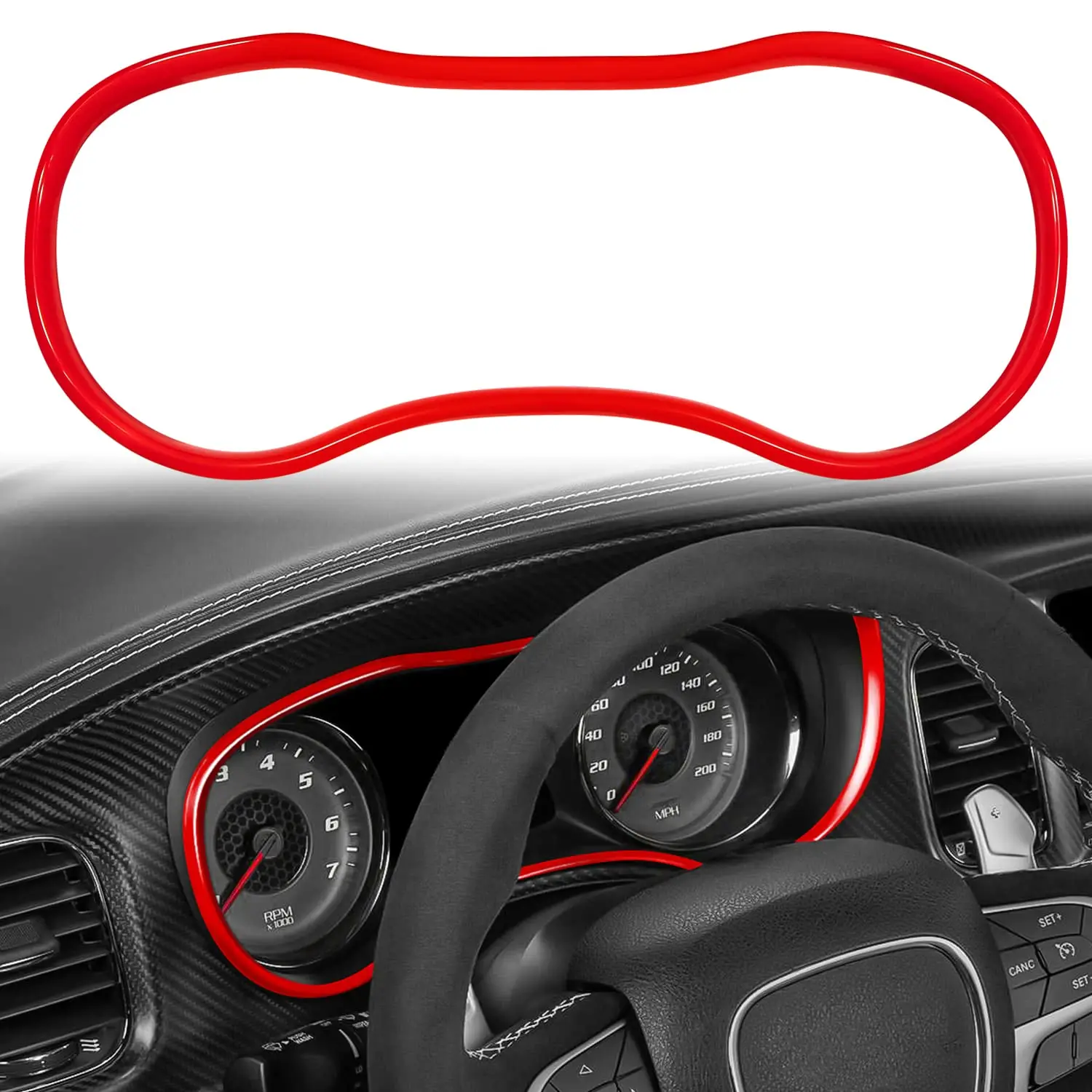 

Red ABS Dashboard Trim Ring For Instrument Cluster Panel Cover 2015–2024 Models