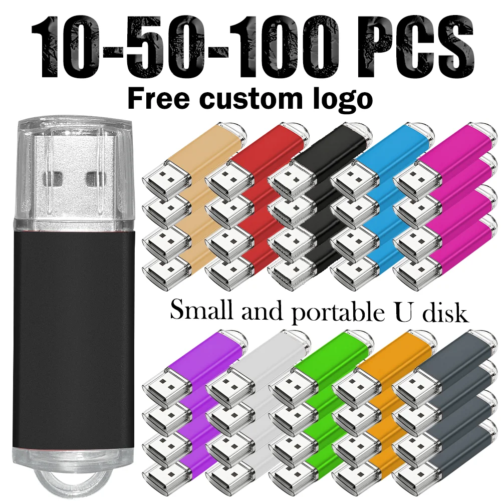 10/50/100 Pcs Lot USB 2.0 Flash Drive Pendrive 1GB 2GB 4GB Pen Drive 8GB 16GB Memory Stick 32GB USB Stick 64GB Flash 128MB Gift