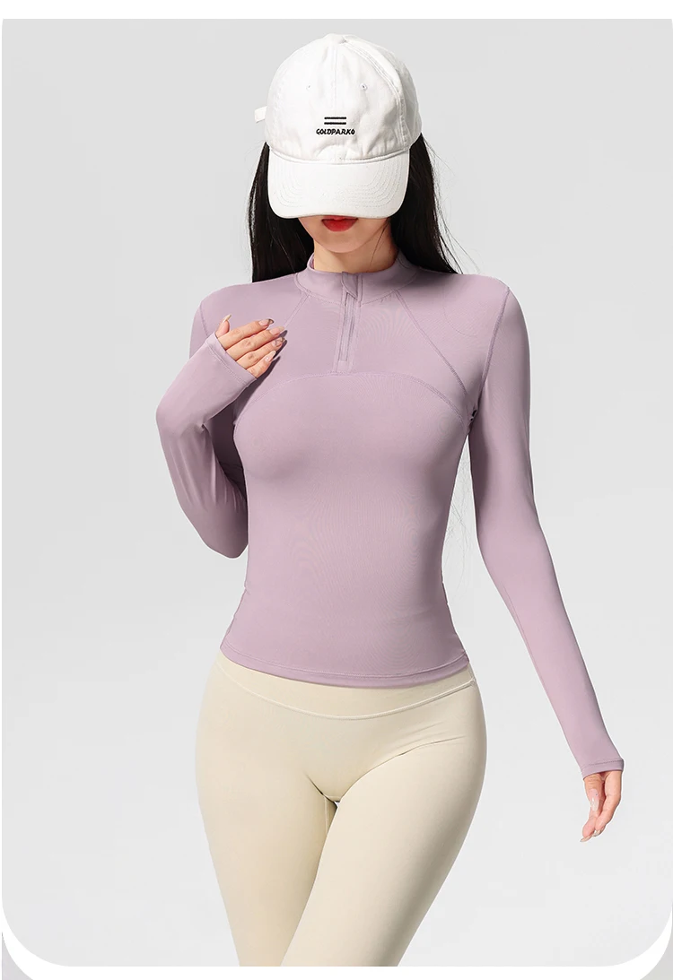 Langarm-Yoga-Trainings-T-Shirt für Damen, Reiten, Sport, Fitness, aktive Kleidung, Oberteil, bequemes, atmungsaktives Trainingsshirt – Detail 4
