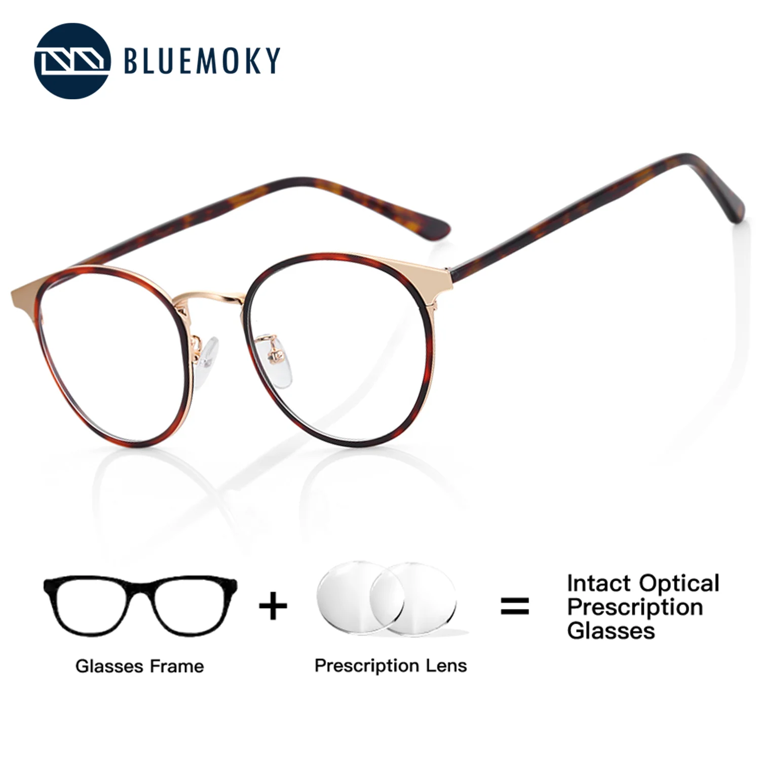 

Набор линз BLUEMOKY для женщин в круглых металлических оправах с защитой от синего света и фотохромными свойствами