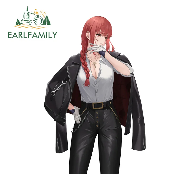 EARLFAMILY Makima Black Suit Car Stickers Queen Decoration High Quality Car Wiper Door Window Rearview Mirror Trunk Stickers