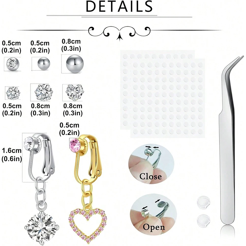 Gold Fake Belly Piercing Cubic Butterfly Clip On Belly Button Rings Stick On Navel Ring Studsnon Piercing Fake Piercing Jewelry
