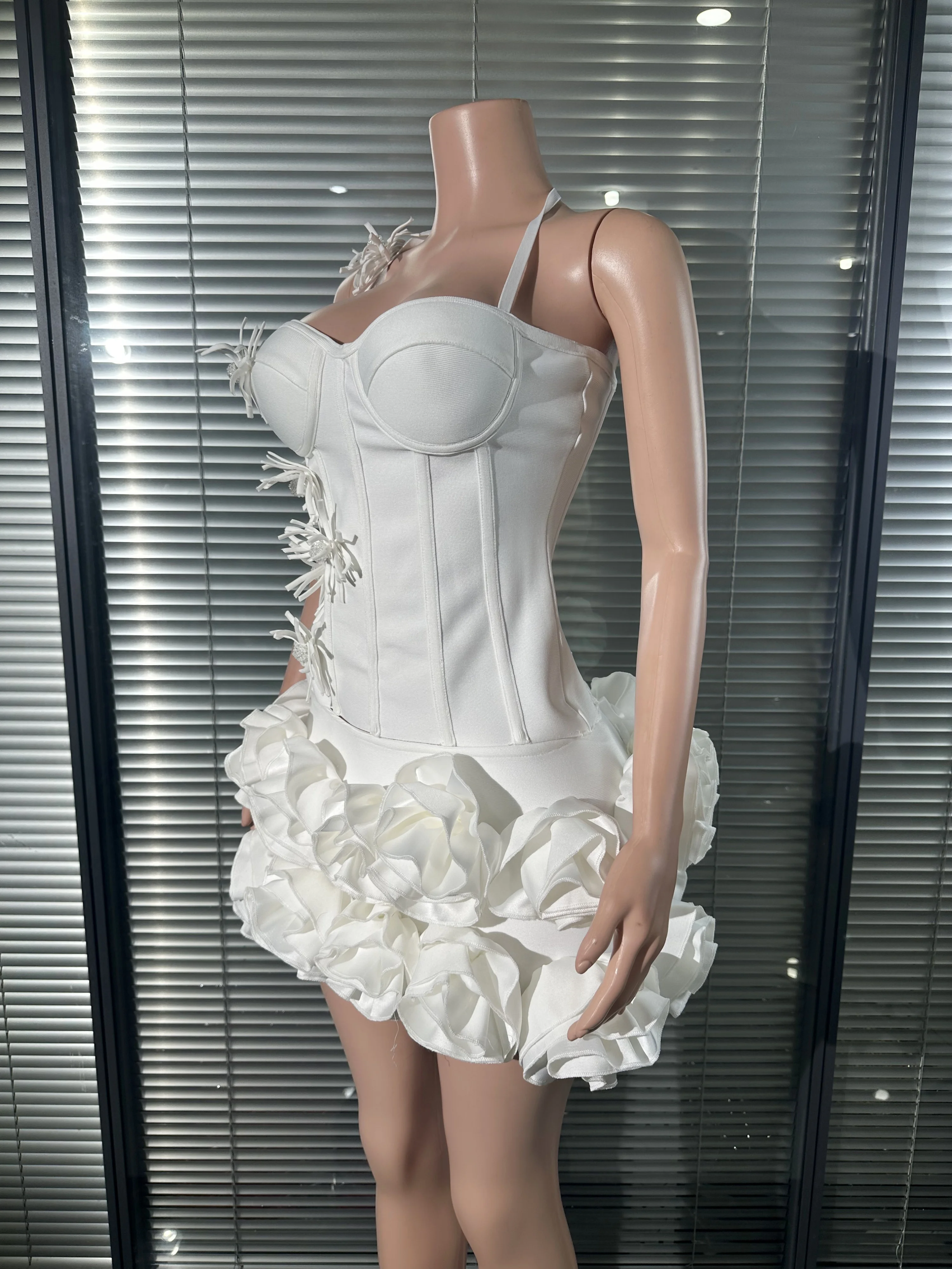 Vrouwen sexy strapless florlas 2-delige bodycon mini-bandagejurk nachtclub feest bruiloft zeemeermin outfit