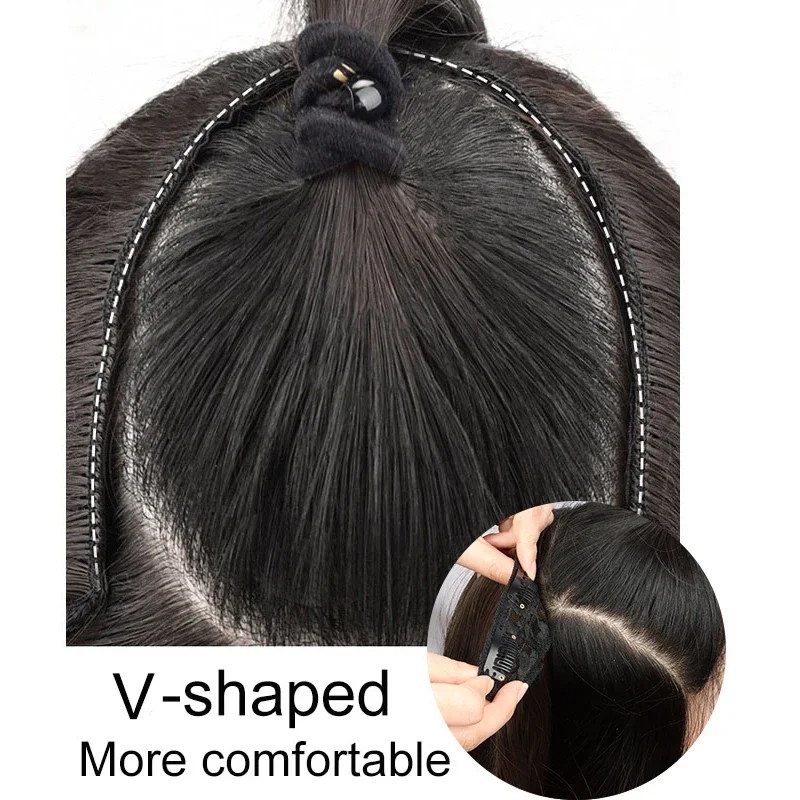 Extensiones Clip in Sintéticas 2026 22 Pulgadas Largas Lacio en Capas V-shaped Negro Rubio Invisibles para Mujer 4