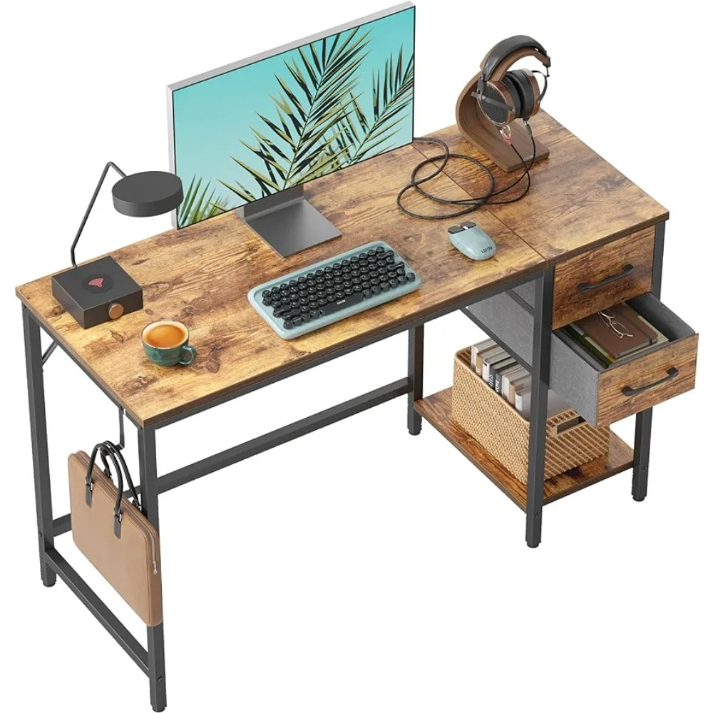 

CubiCubi Computer Home Office Desk with 2 Drawers, 40 Inch Small Desk Study Writing Table, Modern Simple PC Desk, Rustic Brown