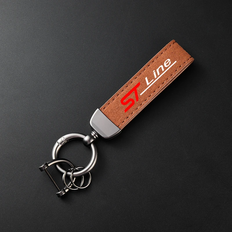 For Ford ST Line Kuga MK3 MK2 MK4 S Max Focus High-Grade Leather Suede Keychain Car Sport Key Ring With Horseshoe Buckle - view 6