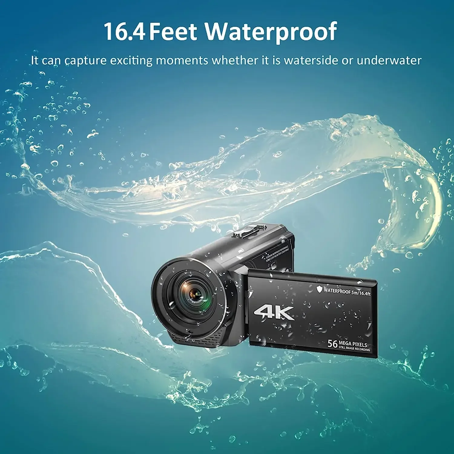 2026 4k Action Camera HD Waterproof 56MP CMOS 4K 30fps Sports Underwater Camcorder