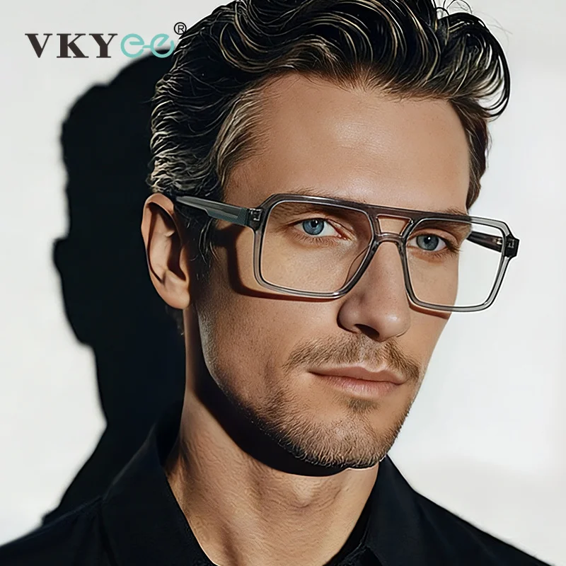 

VKYEE Minimalist New Arrivals Unique Square Design Photochromic Men's Blue Light Blocking Glasses Customizable Prescription