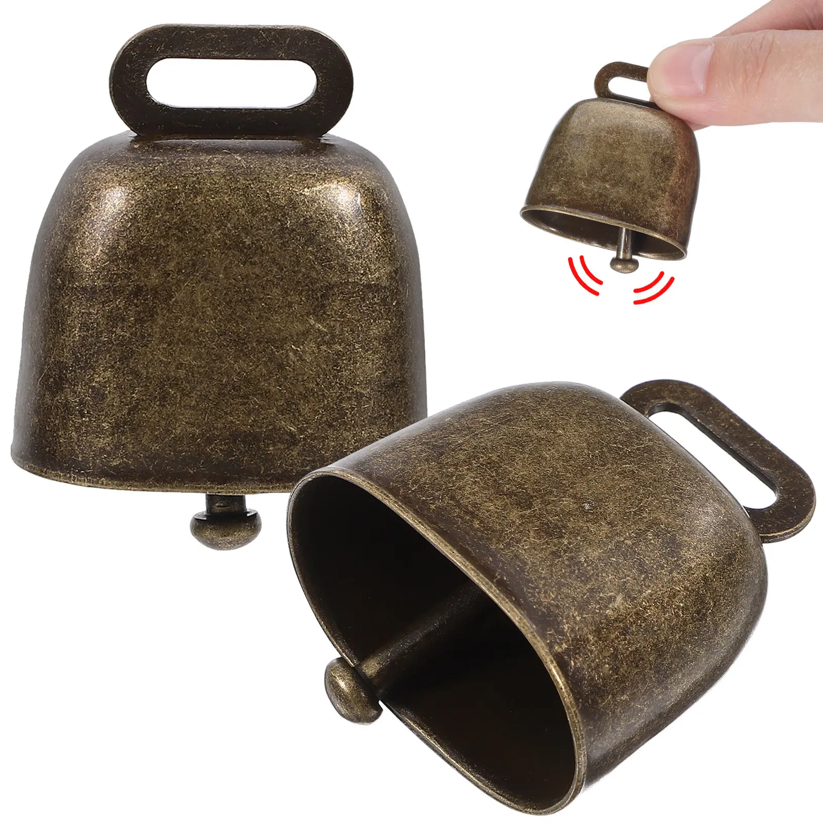 

2Pcs Sturdy Iron Cowbells with Handle Square Calling Bells for Outdoor Cheering Football Games Festivals Classrooms Agriculture