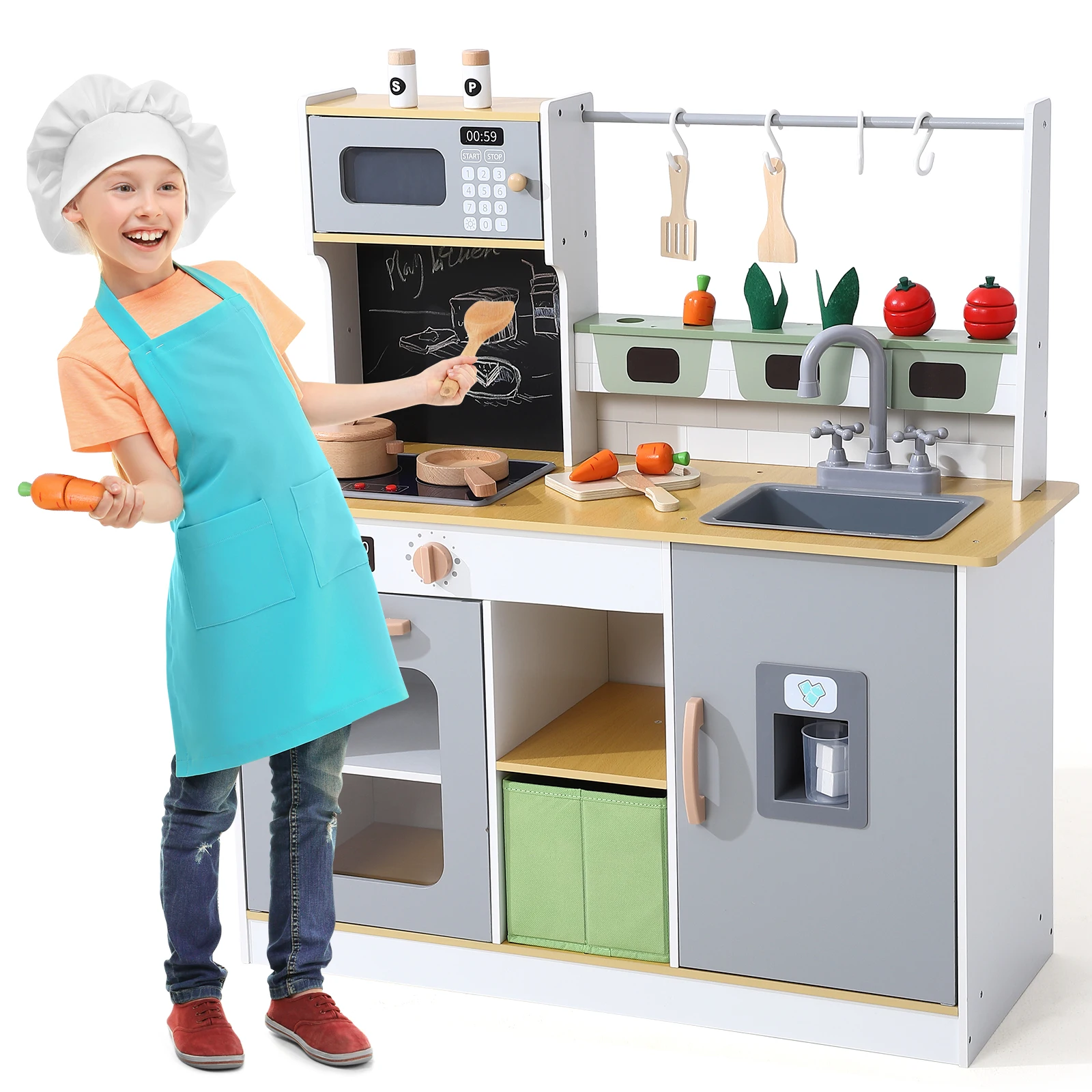 Children's Play Toys Simulated Kitchen Toys Wooden Vegetable Kitchen Toys