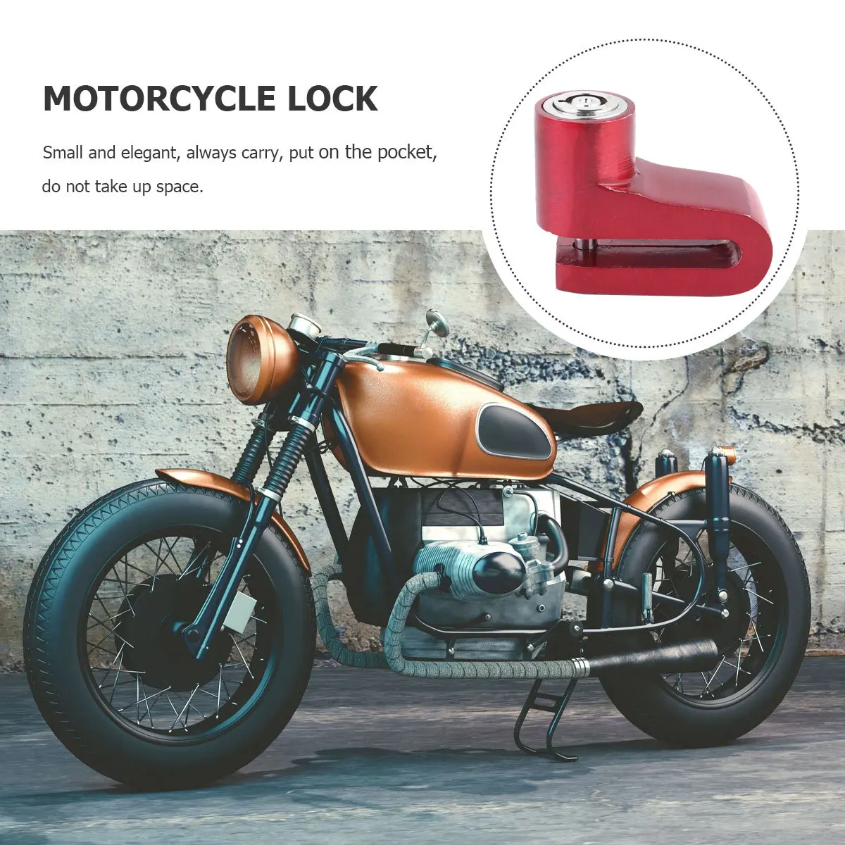 

1Pcs Disc Brake Lock for Motorcycle Small and Elegant Anti Theft Lock Press Keyless Unlocking Security for Scooter Bike Red