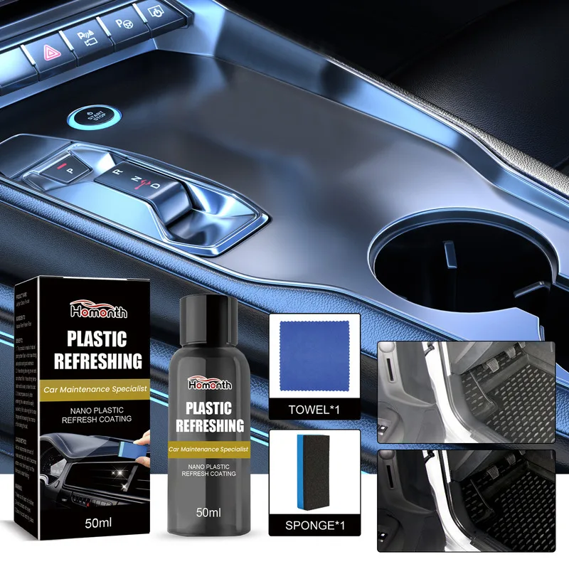 Preparat do renowacji nano-plastików, czyszczenia wnętrza samochodu, foteli, deski rozdzielczej, usuwania plam, pielęgnacji, polerowania, przywracający blask, pielęgnacja plastików samochodowych.