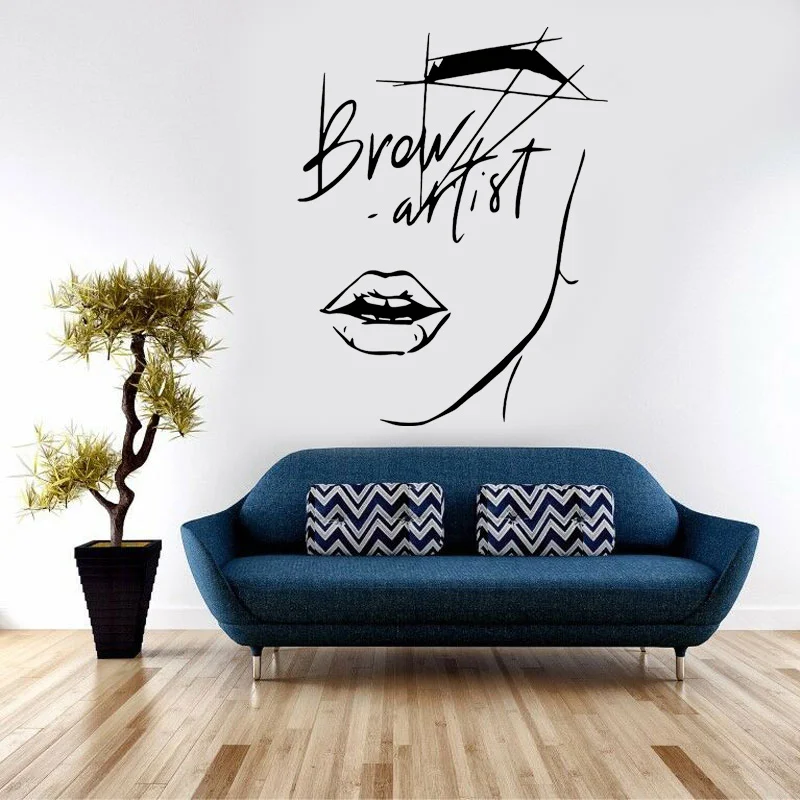 Brow Artist Sign Eyebrows Wall Decal Beauty Spa Salon Art Fashion Women Face Spa Center Decoration Sticker Removable Murals Q032