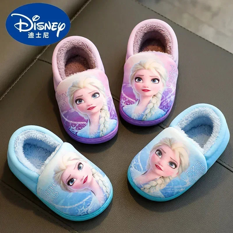 Kid Cartoon Frozen Anna Elsa Sofia Children Cotton Slippers Autumn Winter Warm Princess Baby Girl Indoor Bedroom Home Shoes Sock