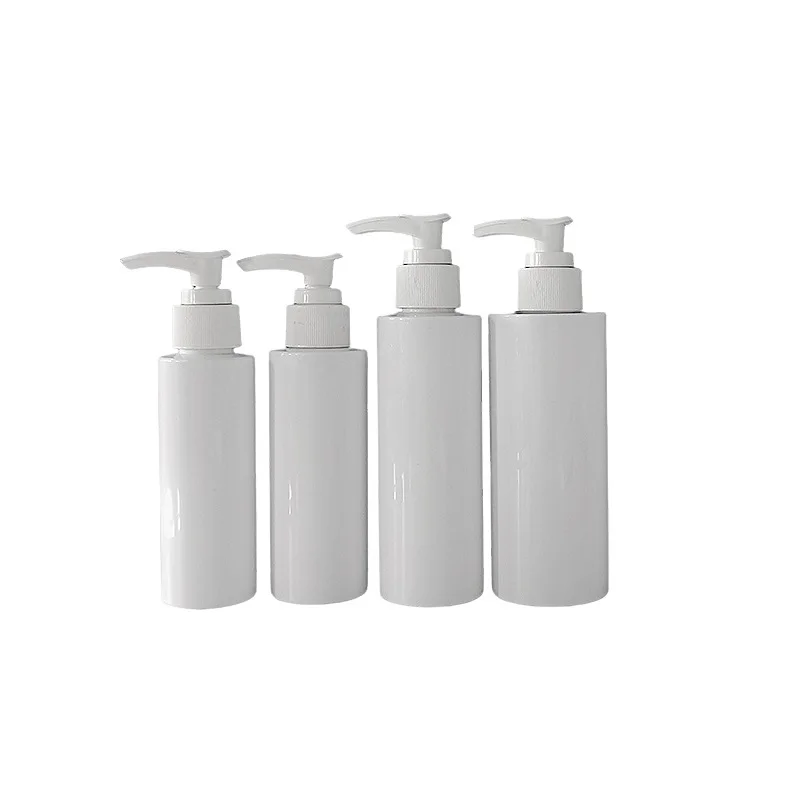 12 stücke 100 g150ml200ml250ml300ml500ml Haustier lotion leere Flasche kosmetische Verpackung flache Schulter weiße Plastik flasche für Dusch gel