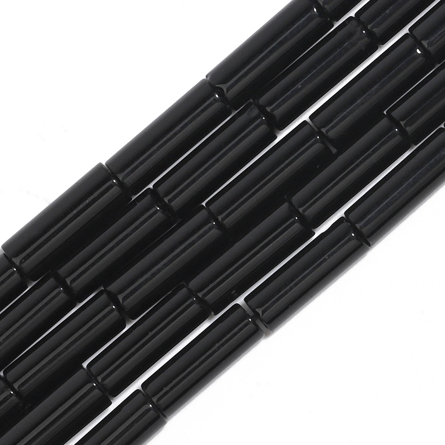 Perles rondes en forme de Tube, 13x4mm, en pierre d'agate noire, pour la fabrication de bijoux, bracelet, collier, accessoires de perles amples