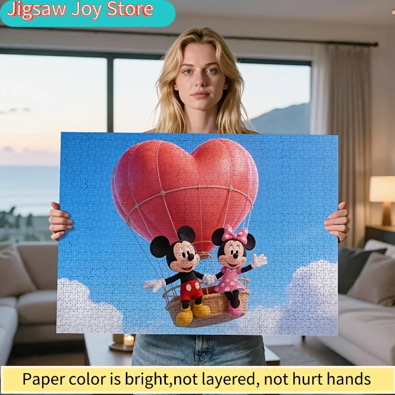

2D Flat, 2D Flat, Jigsaw Puzzle Featuring Disney'S Mickey And Minnie on a Valentine Heart Balloon Ride, a Perfect Romantic Gi