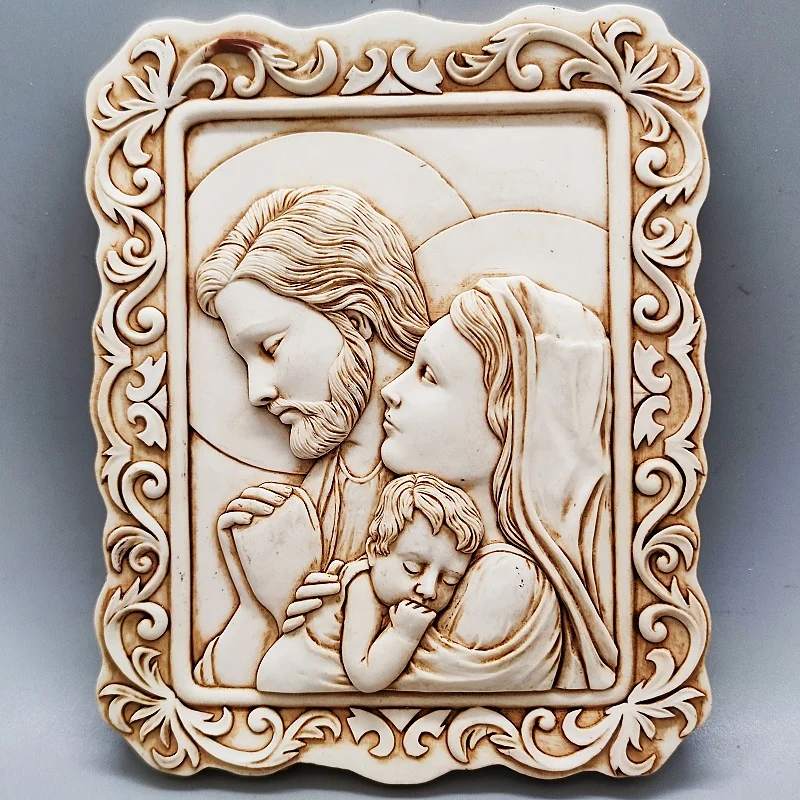 Stampo per cornice per foto di famiglia Madonna religiosa, artigianato in gesso, stampo in Silicone, artigianato per decorazioni per la casa fai da