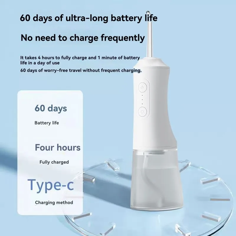 

A65Z Electric Water Flosser Portable- High-Power Oral Irrigation Device Featuring Multiple Nozzle Options, IPX7 Waterproof Desig
