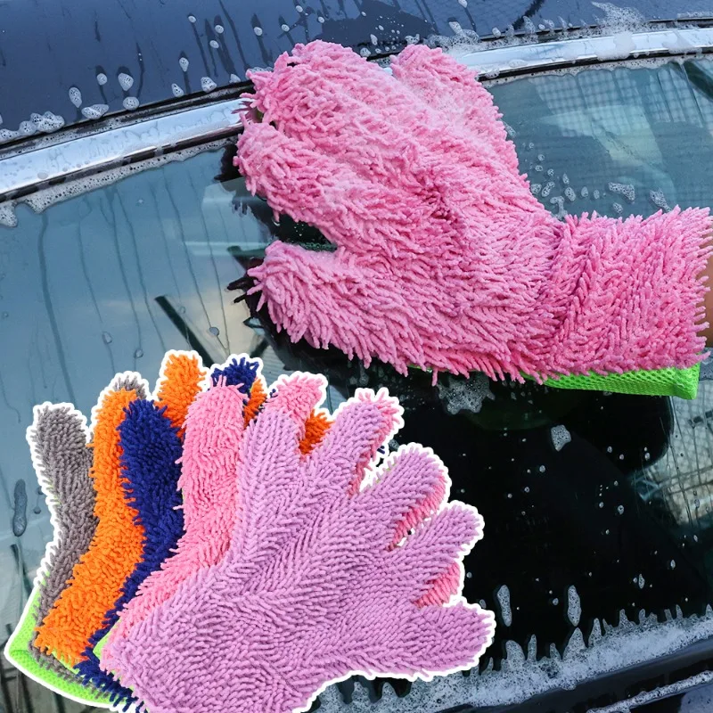 Double-sided Microfiber Car Wash Gloves Multifunctional Cleaning Brush Detailing Washing Gloves Home Use Car Cleaning Tool