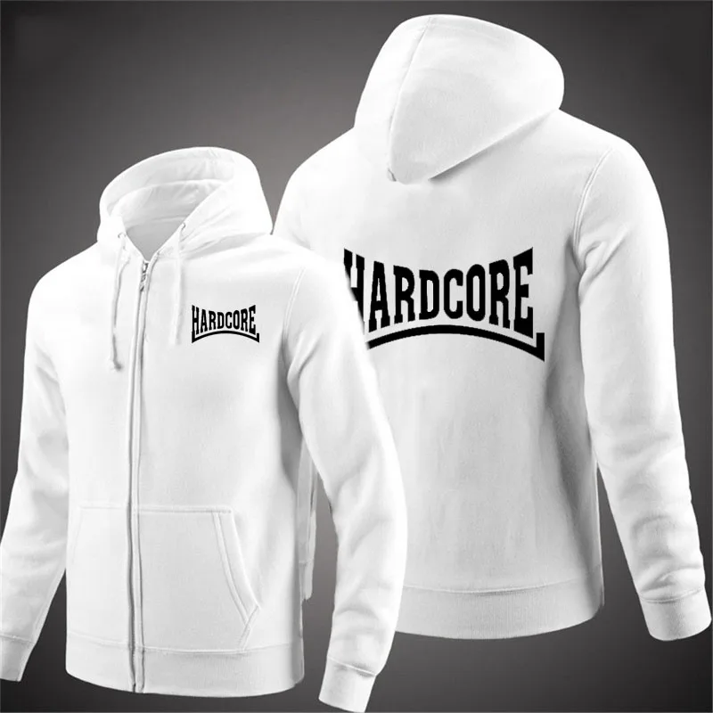 Hardcore Hoodies Jacket Fleece comfort Men's Zipper Sweatshirts High-Quality Cotton Sport Outwear Solid color custom logo hoodie