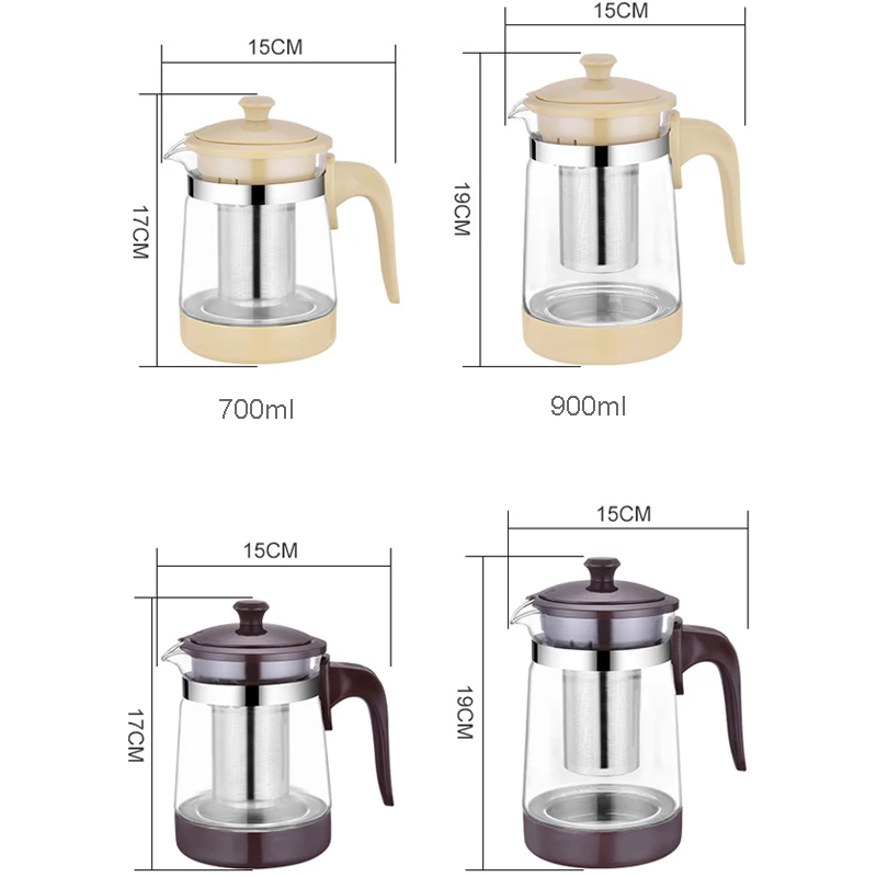 HMLOVE Heat Resistant Glass Teapot Puer Kettle Tea Infuser Filter High Borosilicate Chinese Teawear Flower Pot 700-900ML