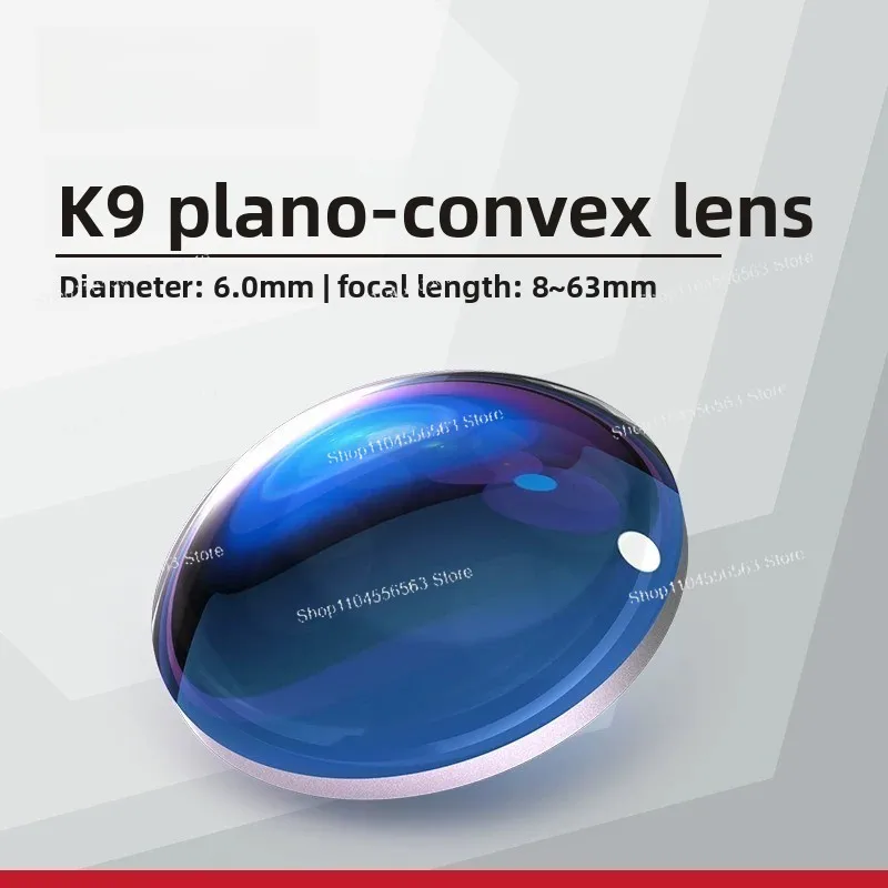 K9 plano-convex lens optical focusing collimating lens, size 6mm focal length 8~ 63mm uncoated
