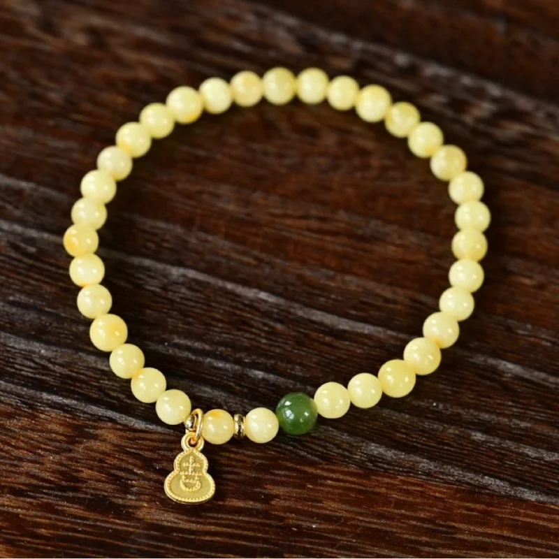 Russian Beeswax Single Circle Bracelet Full White Flower Honey No Roasting No Coloring No Processing 5.3mm