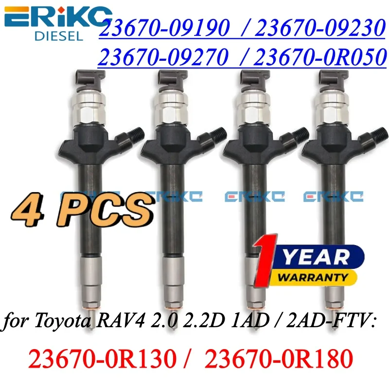 4PC 23670-09190 23670-09230 Diesel Injektor für Toyota Corolla VERSO RAV4 2,0 D 1AD-FTV 23670-0R050 23670-09230 23670-0R180